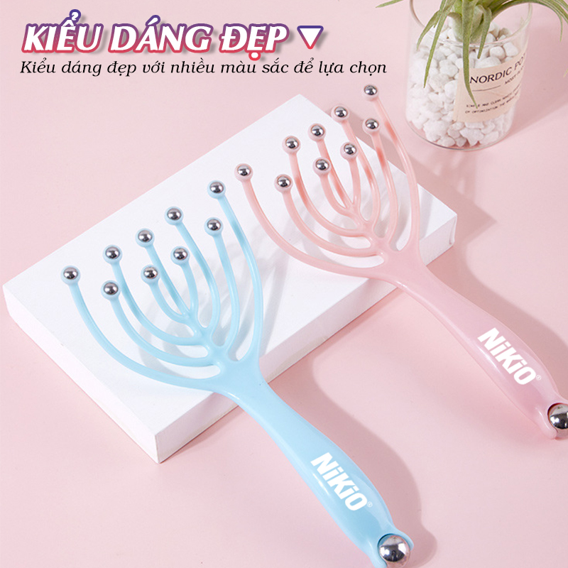 Cây massage đầu bạch tuộc cao cấp Nikio NK-01C - Thiết kế tay cầm lõm, giúp cầm nắm thoải mái và chắc chắn