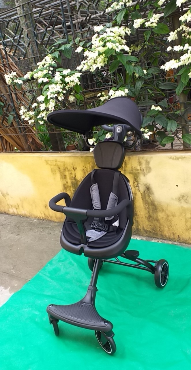Xe đẩy gấp gọn 2 chiều V3 có đệm lót + mái che