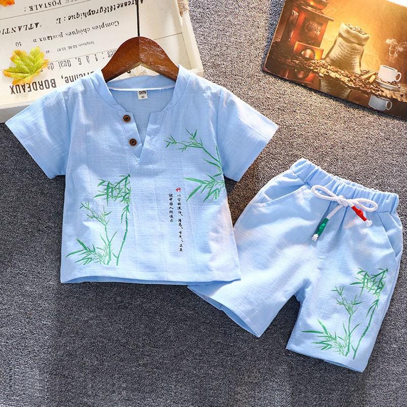 Hàng Cao Cấp Bộ Cộc Tay Cho Bé In Hình Cây Tre Chất Đũi Cực Xinh - SUMO KIDS