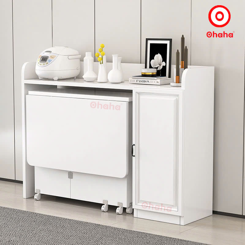 [Miễn phí lắp đặt và vận chuyển tại TP.HCM] Bộ bàn ăn thông minh xếp gọn kèm hệ tủ đồ - BA020