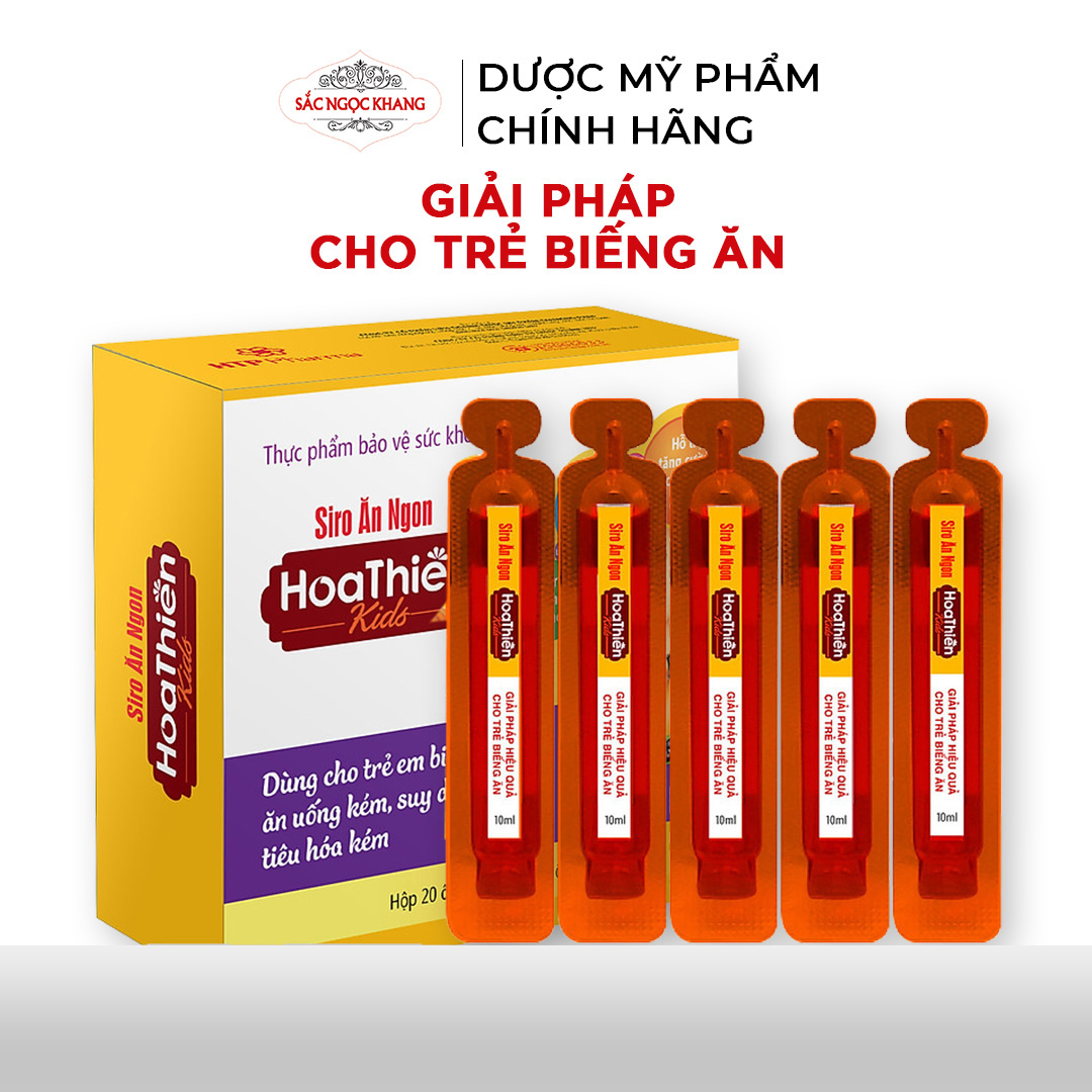 Siro Ăn Ngon Hoa Thiên KID Hộp 20 ống 10ml giúp hổ trợ hệ tiêu hóa cho bé