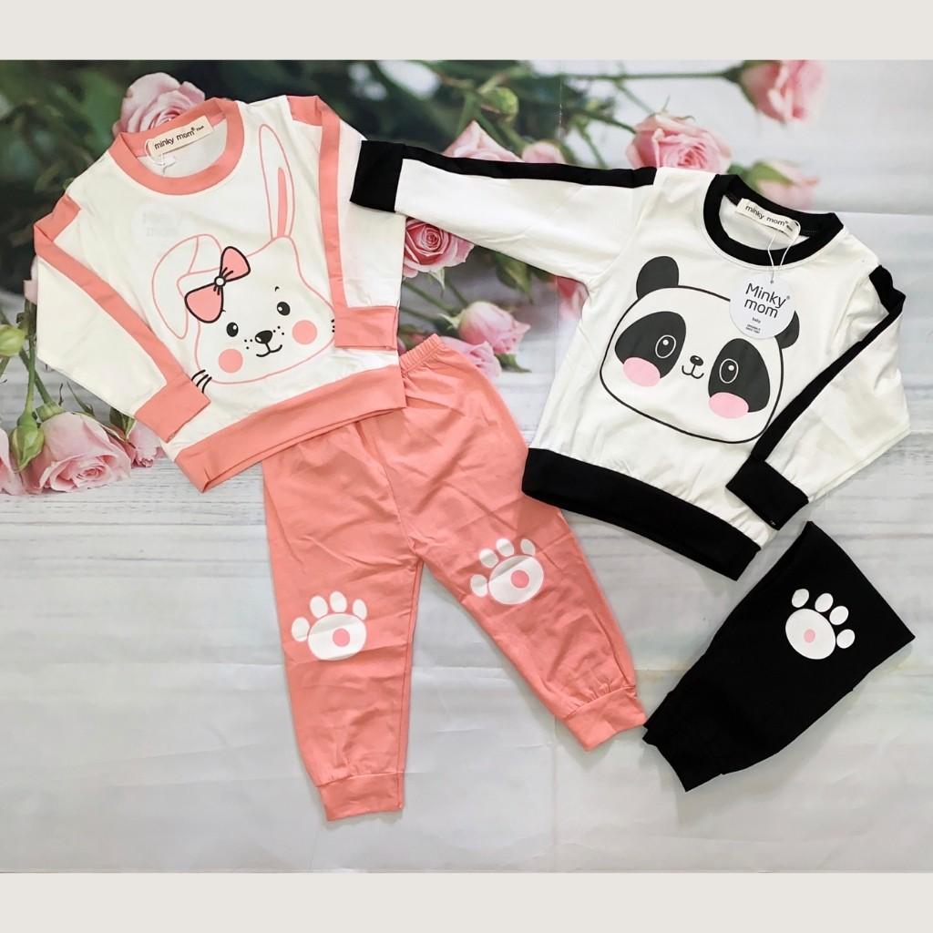 Bộ Cotton Dài Tay Cho Bé Bộ Thu Đông Dài Tay Minky Mom Cho Bé Trai Bé Gái Với Các Hình Thú Siêu Kute