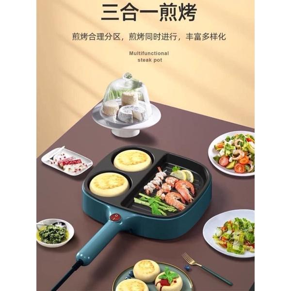 Chảo điện chiên xào chống dính 3 ngăn