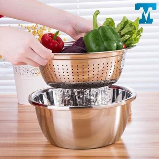 Bộ Thau Rổ Inox ISA Không Gỉ 5 Món Tiện Dụng
