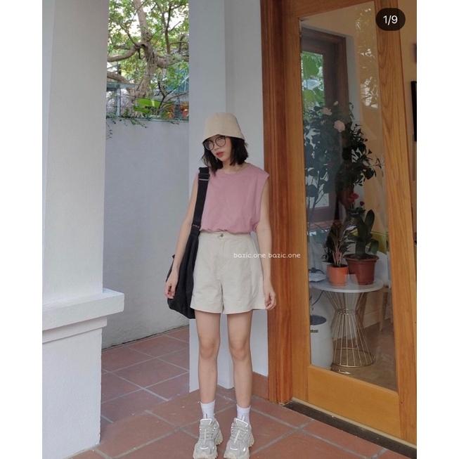 Set áo sát nách +quần kaki nude