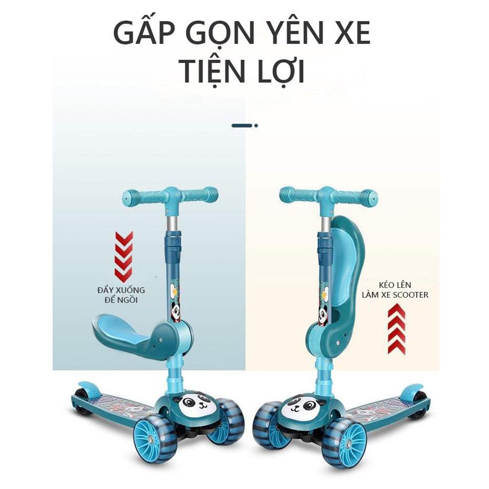 Xe trượt Scooter chòi chân có nhạc, bánh có đèn led 3 trong 1, đồ chơi hoạt động ngoài trời cho bé