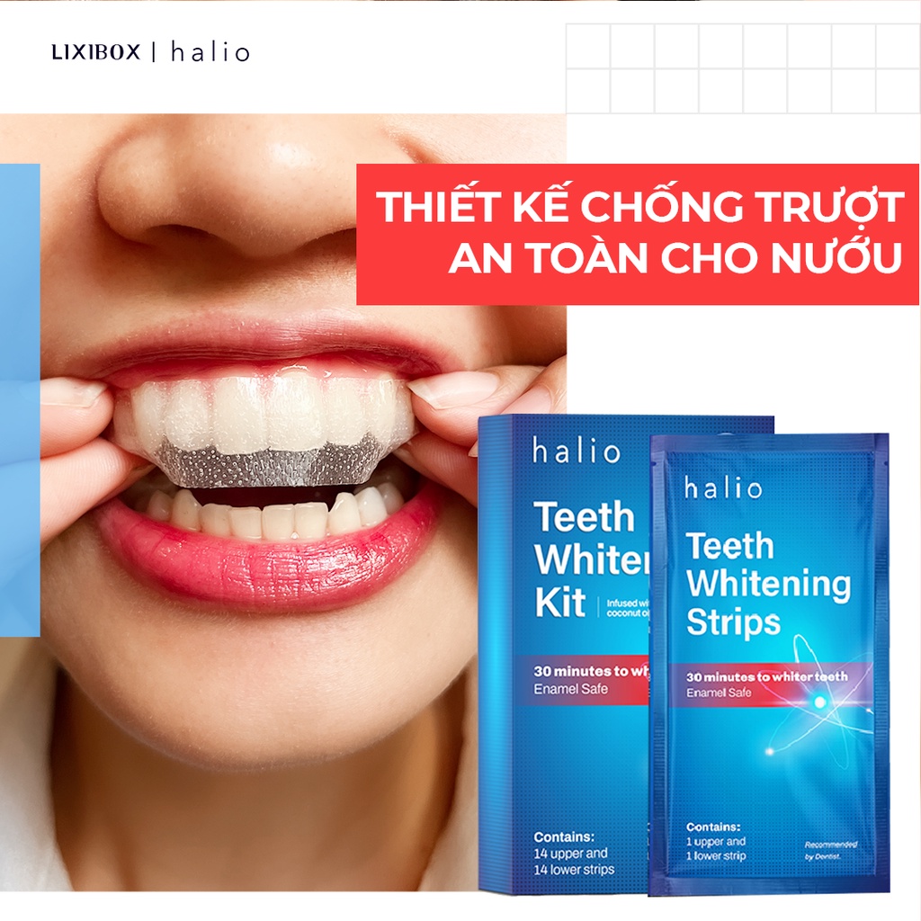 Combo Bàn chải điện Halio Midnight Blue và 7 Miếng Dán Trắng Răng Halio Teeth Whitening Strip