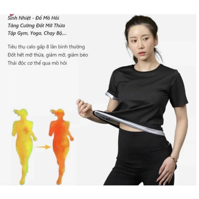 Áo Giữ Nhiệt Đổ Mồ Hôi Dáng Phông Ngắn Tay Hỗ Trợ Giảm Mỡ Vùng Bụng, Lưng, Bắp Tay Hiệu Quả Khi Tập Thể Dục