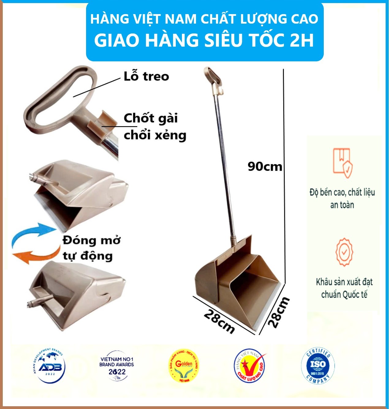 Bộ chổi cước kèm xẻng hốt rác thông minh nhựa VIỆT NHẬT - Tự động đóng mở, treo tường, xếp gọn - Hàng chính hãng