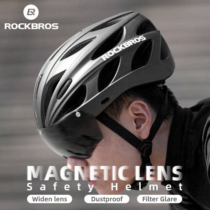 Mũ bảo hiểm xe đạp XIAOMI ROCKBROS Người đàn ông mở mũ bảo hiểm xe đạp bình thường đúc được nam Kính bảo hiểm xe đạp ống kính Aero MTB Road