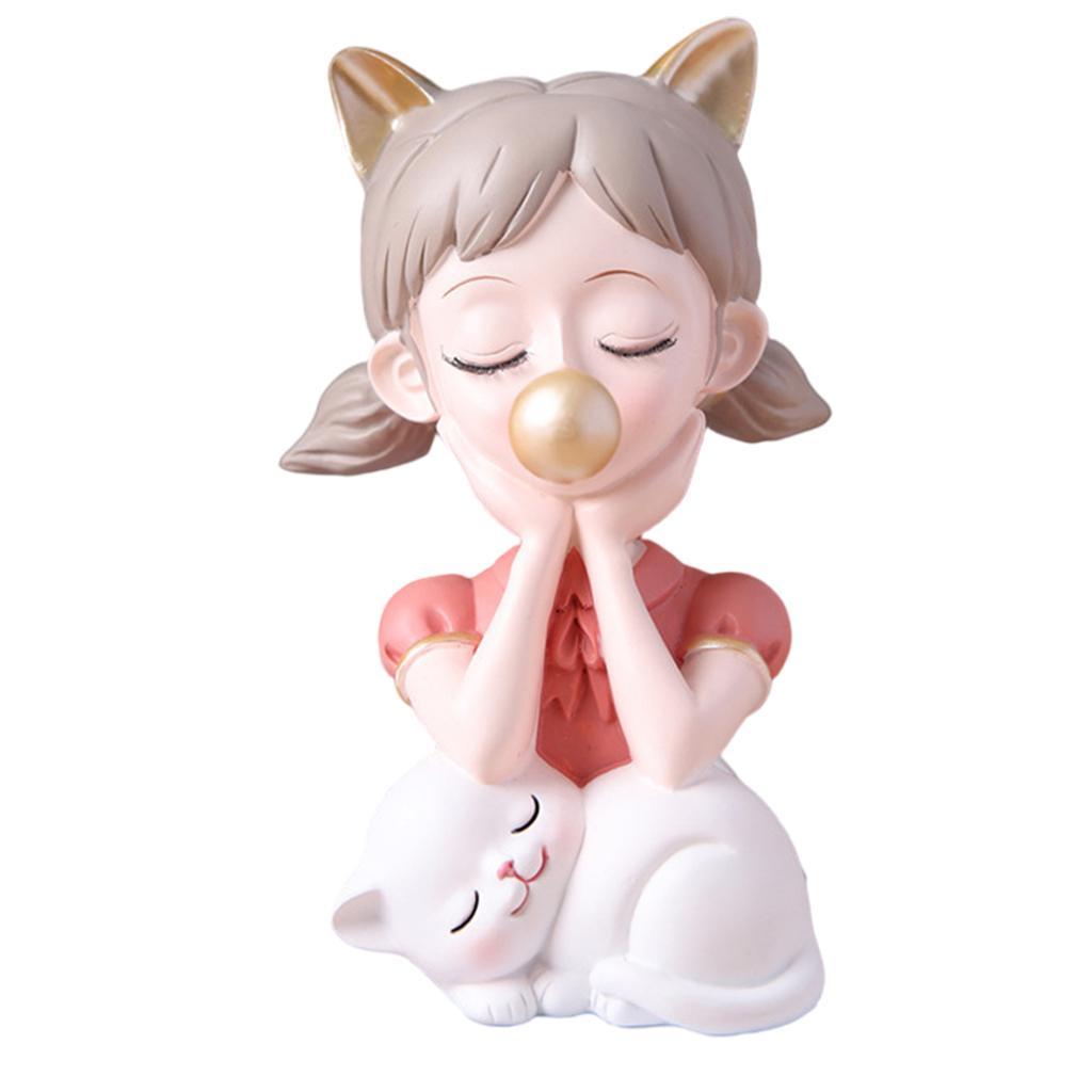 Girl Blow Statue Sculpture Figurine Model for Home