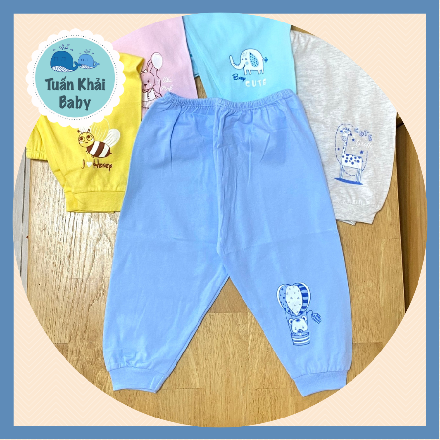 Combo 5 Quần Sơ Sinh cotton 100% Thái Hà Thịnh cho bé trai, bé gái - Quần Dài Màu size 1-5 cho bé sơ sinh -12kg