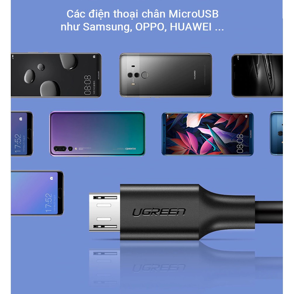 Cáp USB 2.0 A sang Micro USB UGREEN 60137 US289 (màu đen,480Mbps) hàng CHính hãng