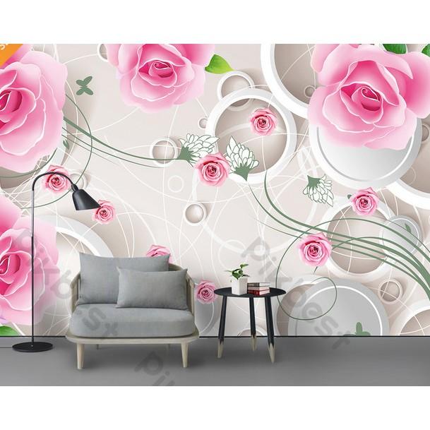 Tranh dán tường 3d hiện đại trang trí phòng-Hoa hồng khoe sắc nguyên tấm lớn MS1185727