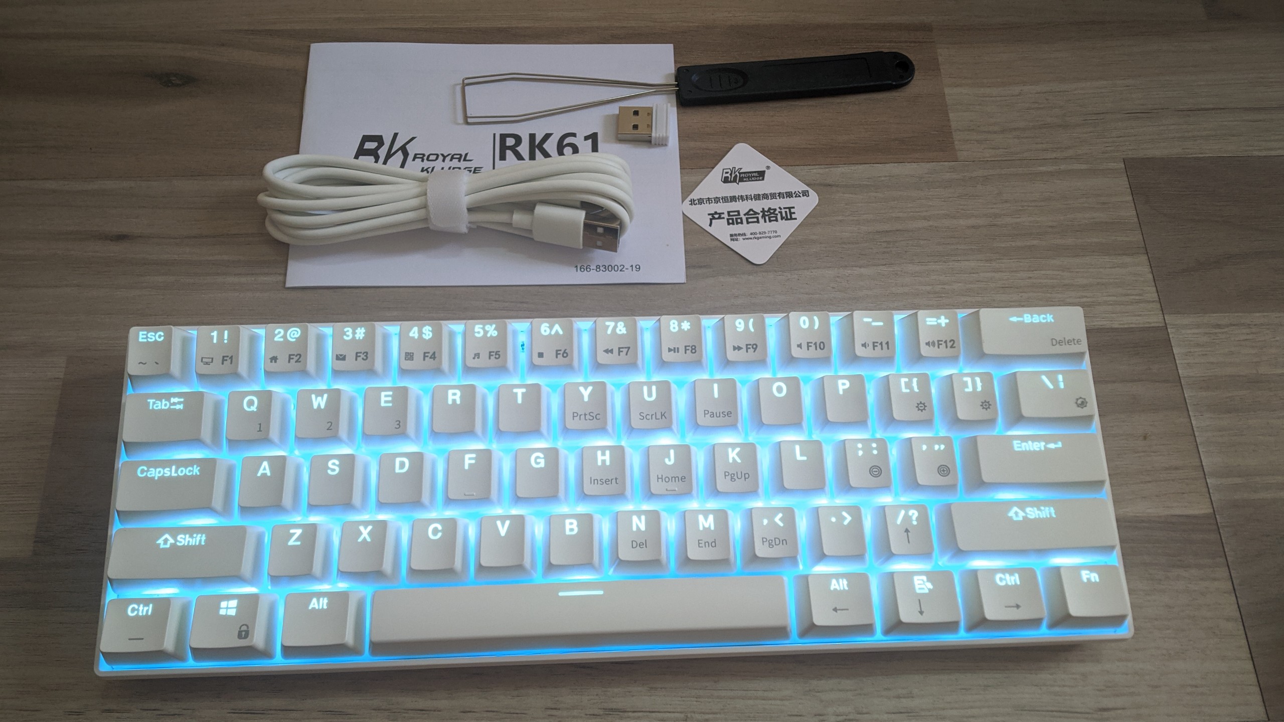 Bàn Phím Cơ Không Dây RK61 Ver 4- CHÍNH HÃNG Royal Kludge. Ba Chế Độ Bluetooth 5.0/ Wifi - Kèm Receiver / Có Dây - Cáp Type C. Bàn Phím Cơ Mini 61 Phím.