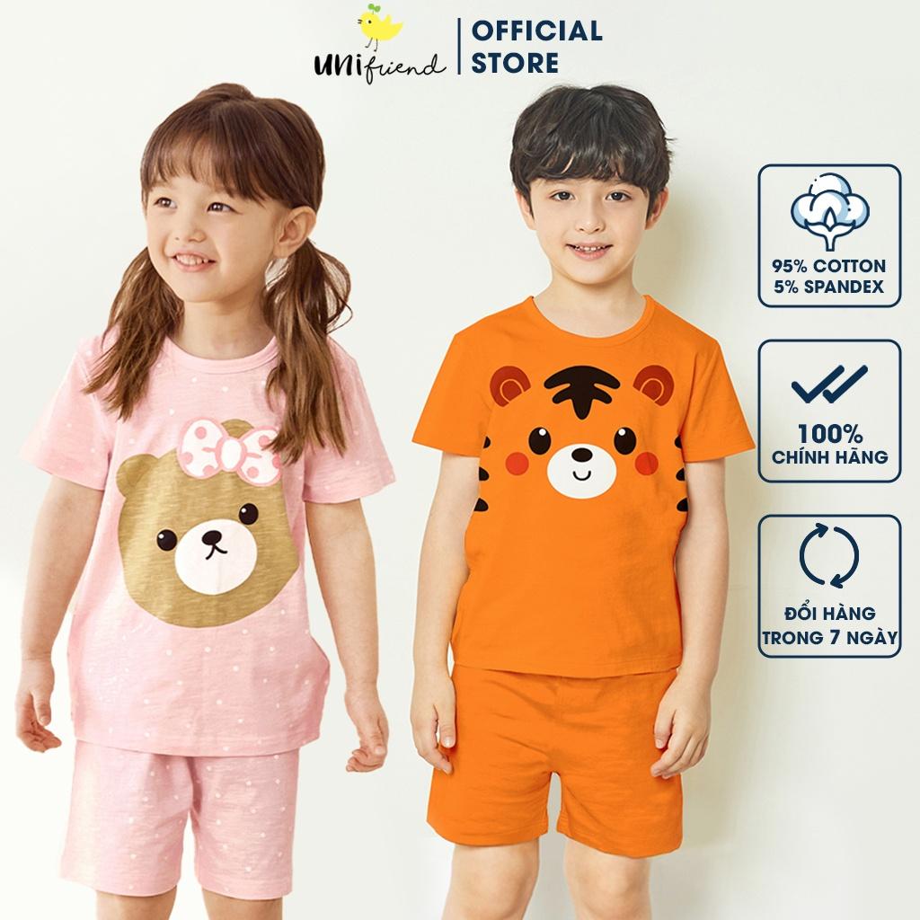 Đồ bộ quần áo thun cotton dành cho bé trai, bé gái mặc nhà mùa hè Unifriend Hàn Quốc U2022-6. Size đại 5, 6, 8, 10 tuổi