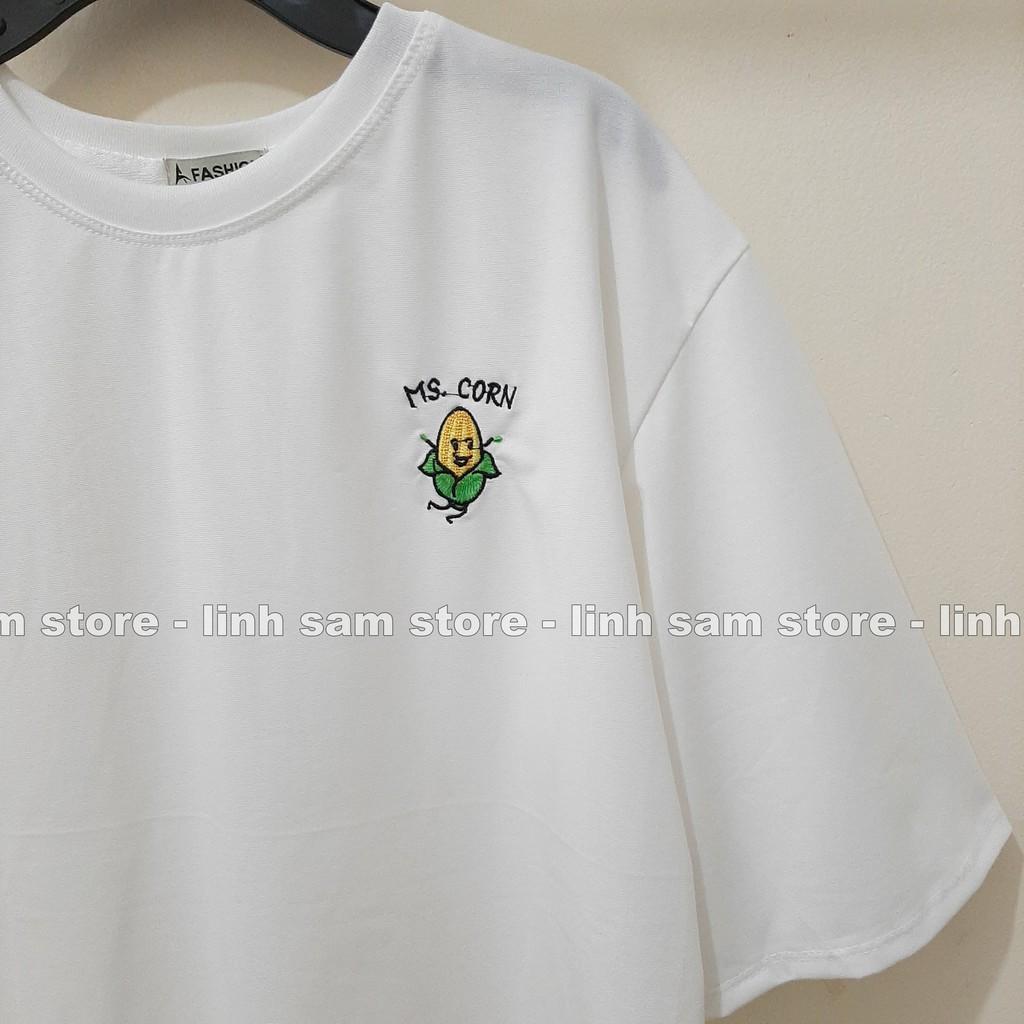 Áo thun nữ tay lỡ freesize - phông form rộng dáng Unisex, mặc lớp, nhóm, cặp, lớp thêu hình rau củ