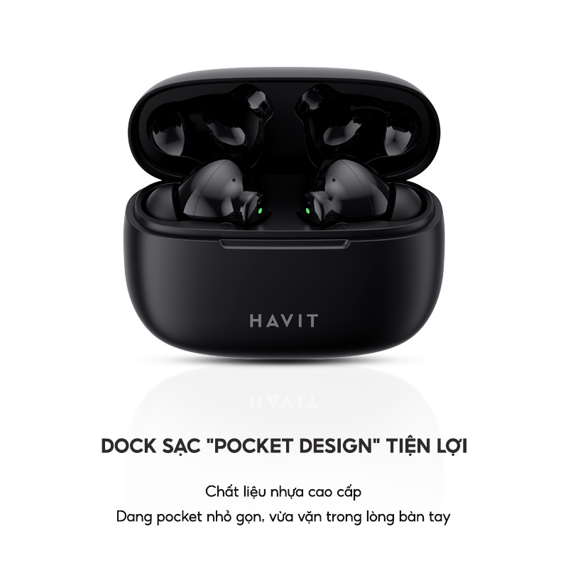 Tai Nghe Bluetooth True Wireless Havit TW967 BT 5.1, Thiết Kế Công Thái Học, Driver 10mm, Nghe Nhạc Đến 5H - Hàng Chính Hãng