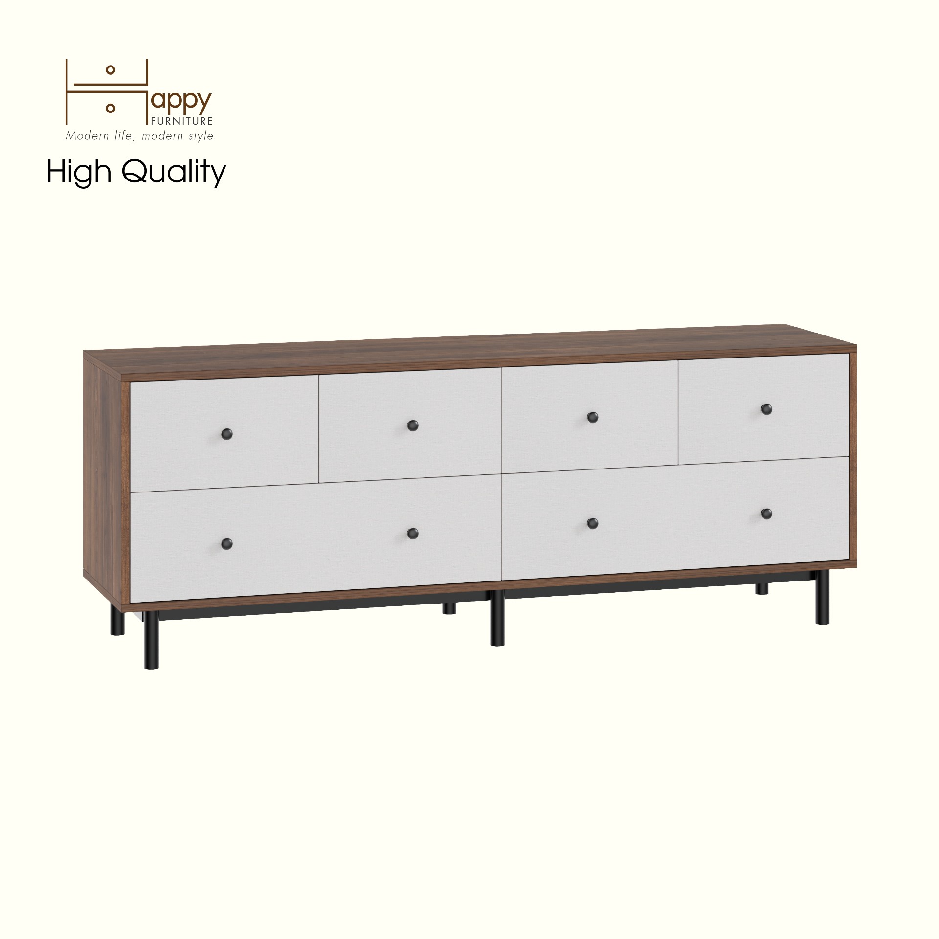 HAPPY FURNITURE , Tủ lưu trữ 6 ngăn kéo - LIVIK, THK_277 , 160cm x 40cm x 60cm DxRxC
