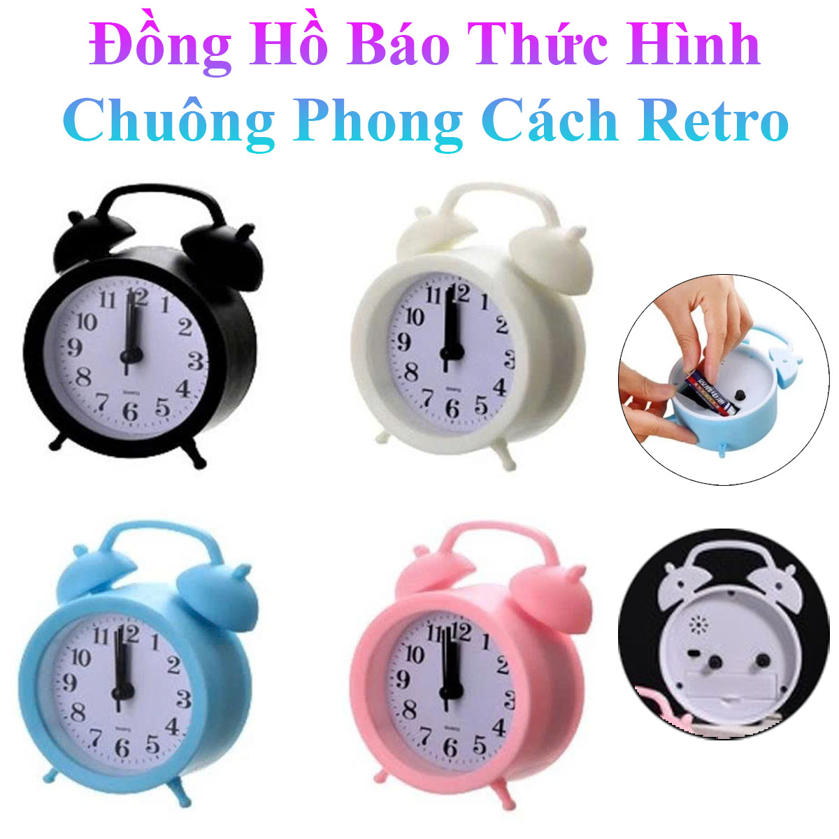 Đồng Hồ Báo Thức Hình Chuông Phong Cách Retro