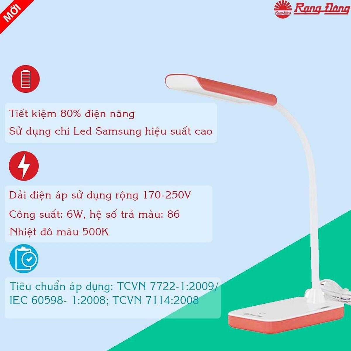 Đèn Bàn Cảm Ứng Rạng Đông RD-RL-20.LED V2 Chống Cận Thị, Tiết Kiệm Điện, Thân Thiện Môi Trường - Màu Xanh