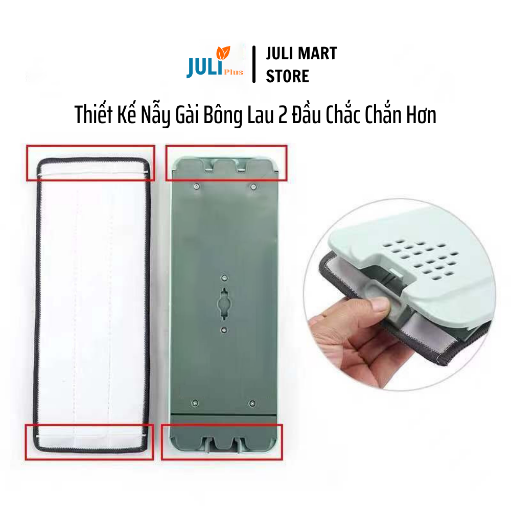 Cây lau sàn nhà tự vắt thông minh, Chổi lau nhà 2 ngăn xoay 360 độ kèm thùng tự vắt cao cấp. Tặng kèm 2 bông lau