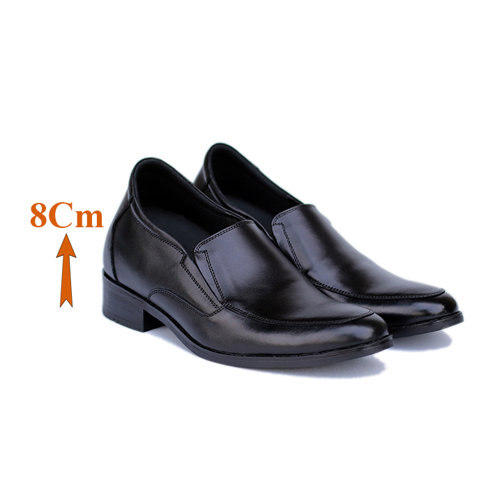 Giày Tăng Chiều Cao Nam T&TRA Tăng Cao 8Cm- S1017 Đen- Chất Liệu Da Bò Cao Cấp, Đế Cao Su Ghép- Đế Pháp, Phần Tăng Cao Ẩn Bên Trong