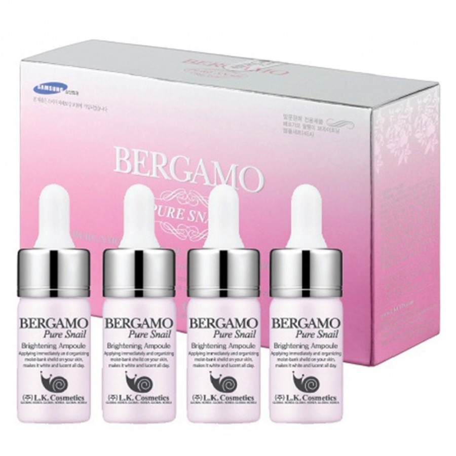 Bộ 4 Serum Dưỡng Trắng Từ Ốc Sên BERGAMO PURE SNAIL BRIGHTENING AMPOULE 4x13ml