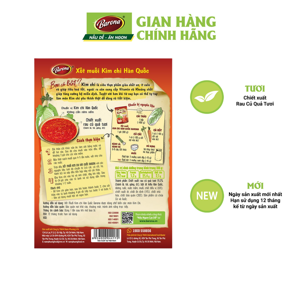 Xốt Muối Kim Chi Hàn Quốc BARONA 180g