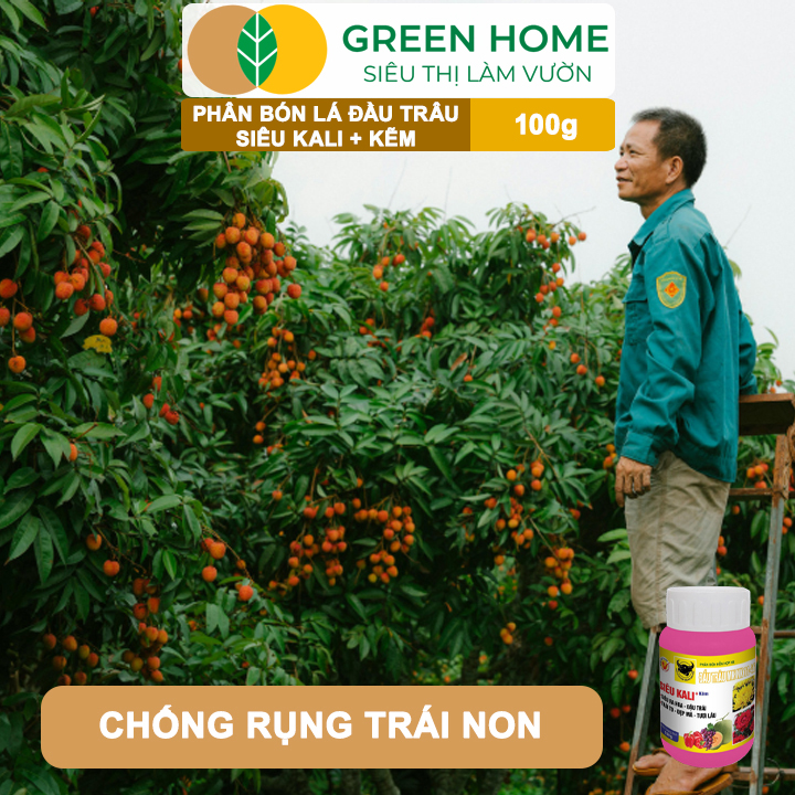 Phân Bón Lá Đầu Trâu Siêu Kali + Kẽm GreenHome, Hũ 100gr, Siêu Ra Hoa, Đậu Trái, Trái To, Đẹp Mã