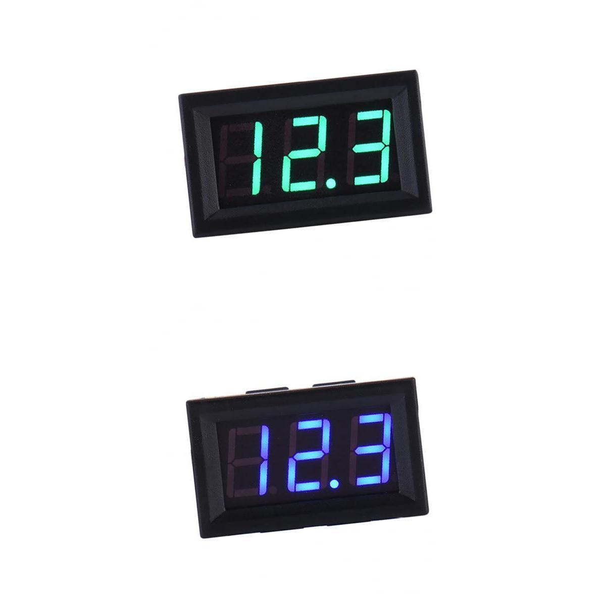 2 Pcs DC5-120V 3-digit LED Digital Volt Voltage Voltmeter Motor Blue+Green