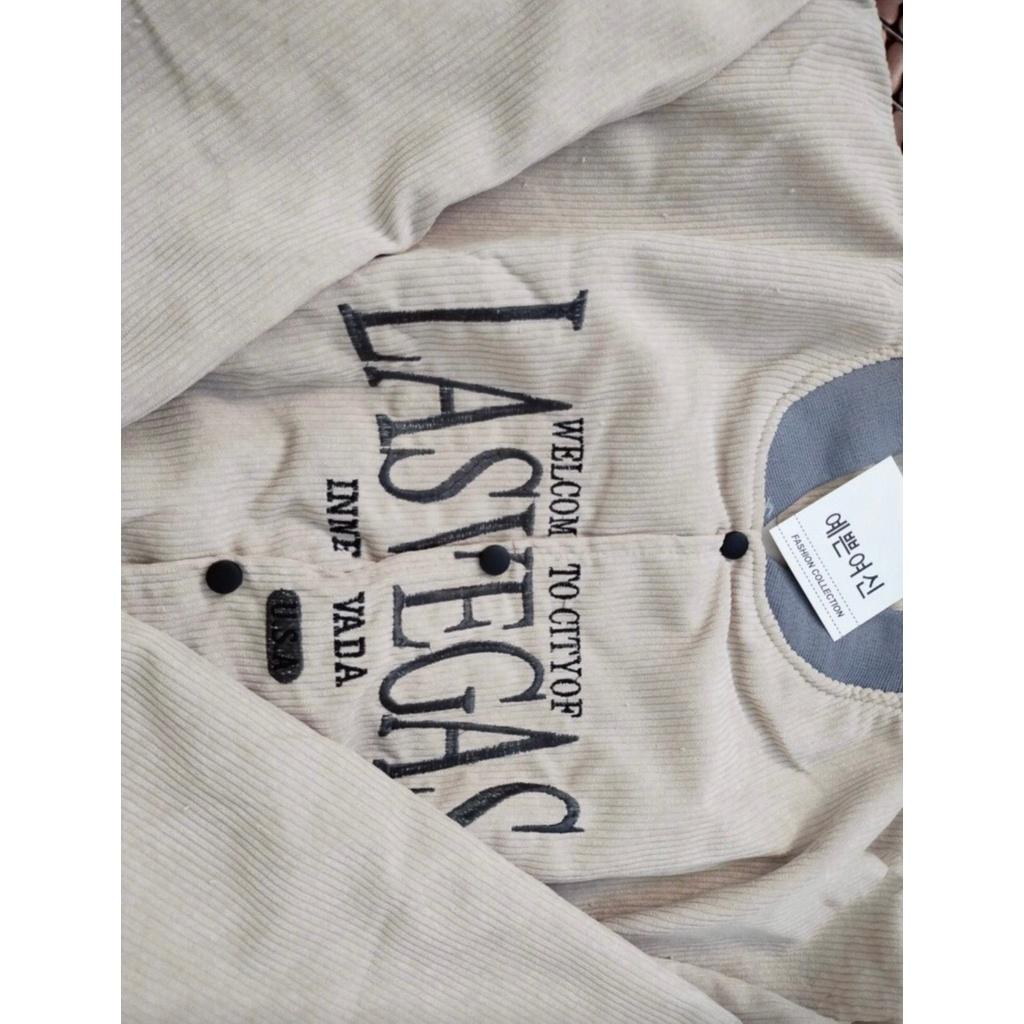 Áo Khoác Bomber Thêu LOGO LASVEGAS Chất Nhung Tăm 2 Lớp Form Rộng Unisex Nam Nữ 4 Mùa Ulzzang