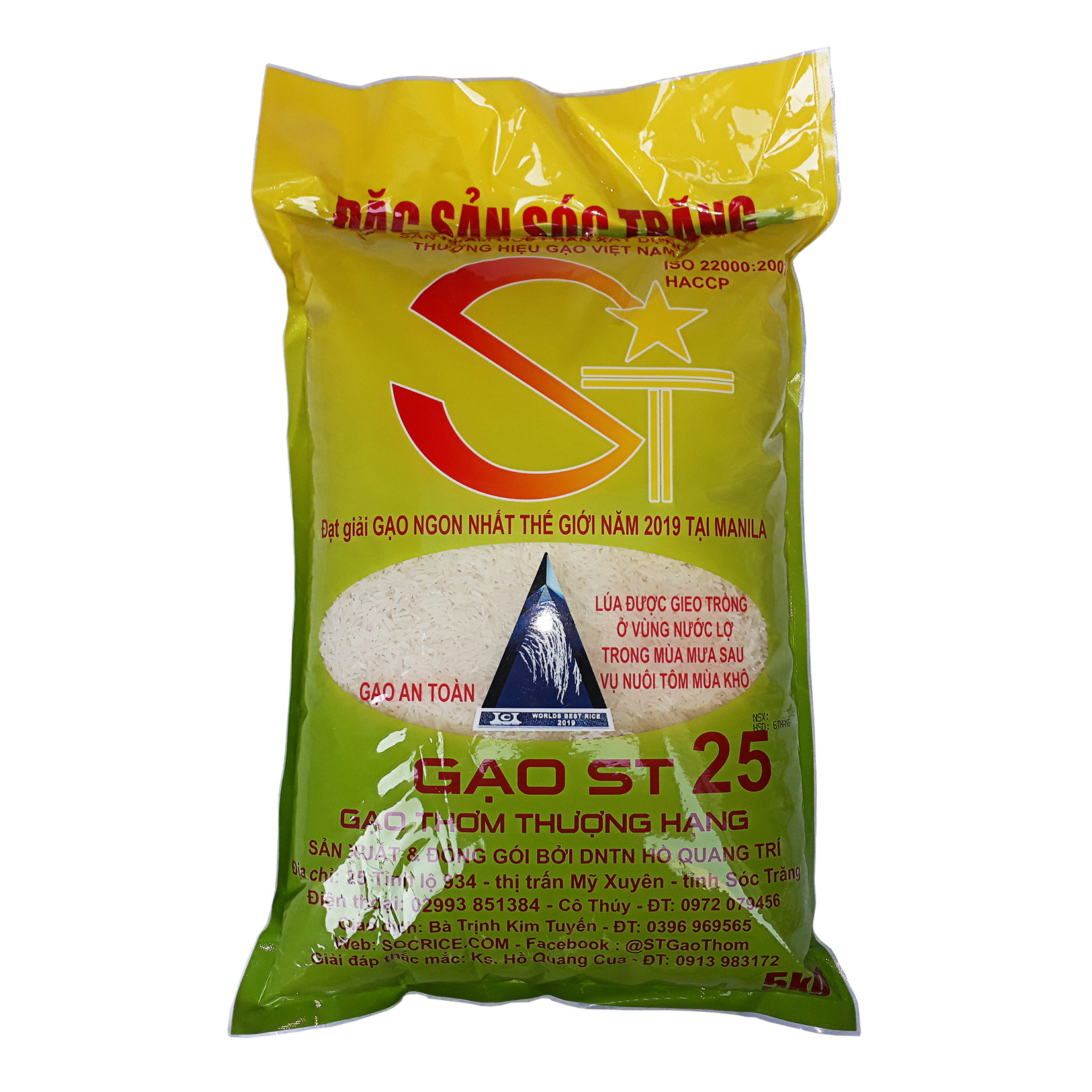Gạo ST25 Lúa Tôm Túi 5Kg - Cơm mềm dẻo, vị ngọt, thơm
