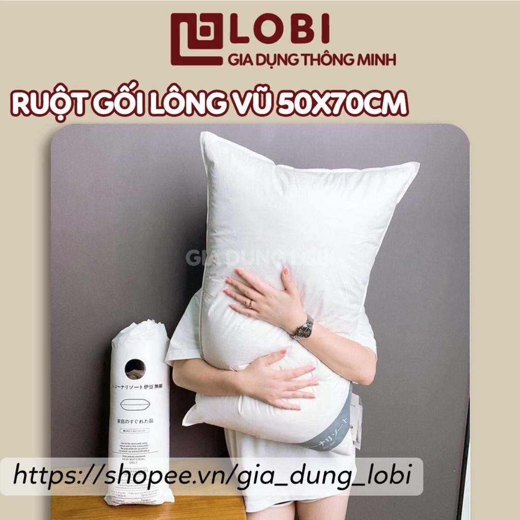 Ruột gối lông vũ 50x70cm ruột gối ôm lông vũ nhân tạo microfiber, ruột gối chuẩn khách sạn 5 sao