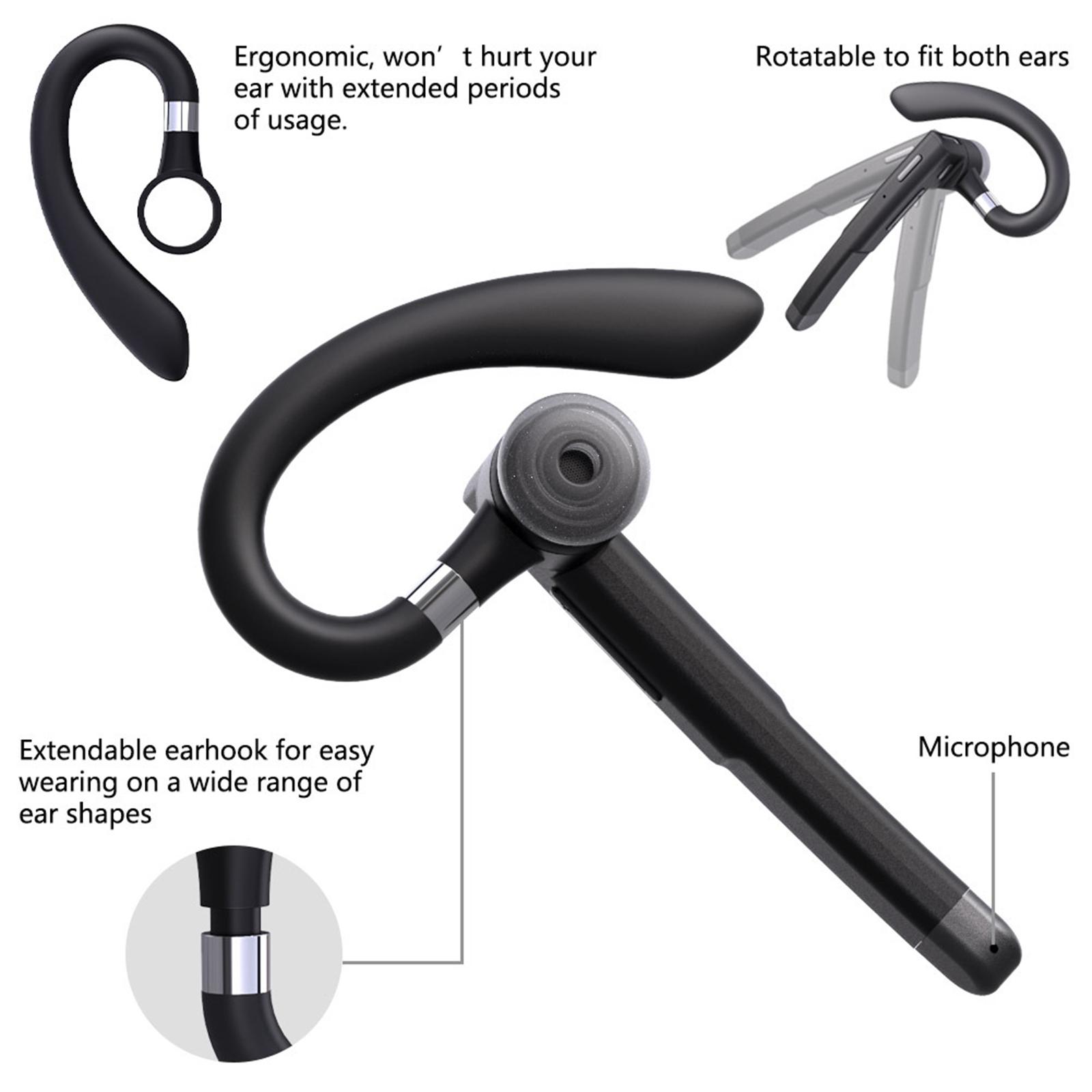 Bluetooth Headset Earpiece Noise Cancelling Headphones for Business Driving