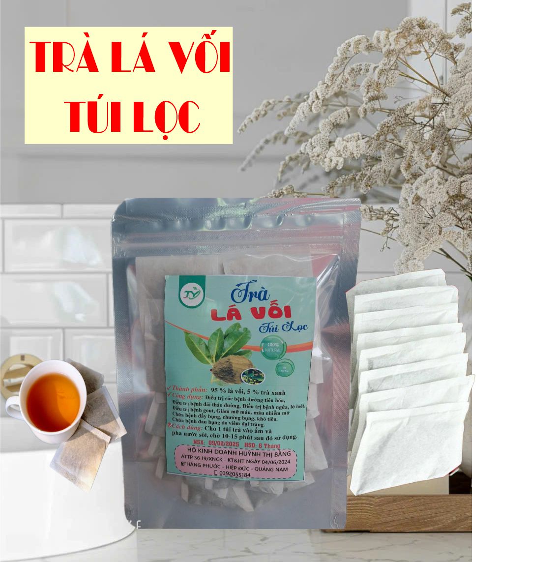 Trà lá vối túi lọc tốt cho người bị gout, giảm đau bụng FTAKY 20 túi