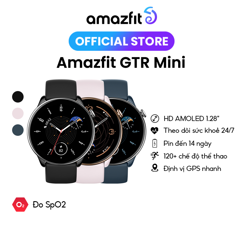 Đồng hồ thông minh Amazfit GTR Mini | Pin tới 14 ngày| AMOLED 1,28&quot;| Theo dõi sức khỏe - Hàng Chính Hãng - Bảo hành 12 tháng