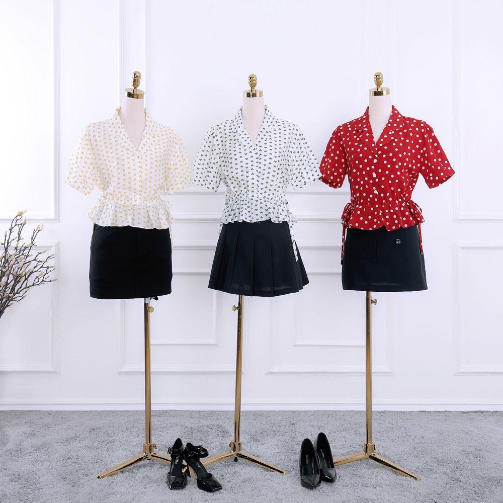 Sơ mi kiểu nữ, voan họa tiết, thun eo, dịu dàng và nữ tính, hàng thiết kế cao cấp TK Fashion - SMK757