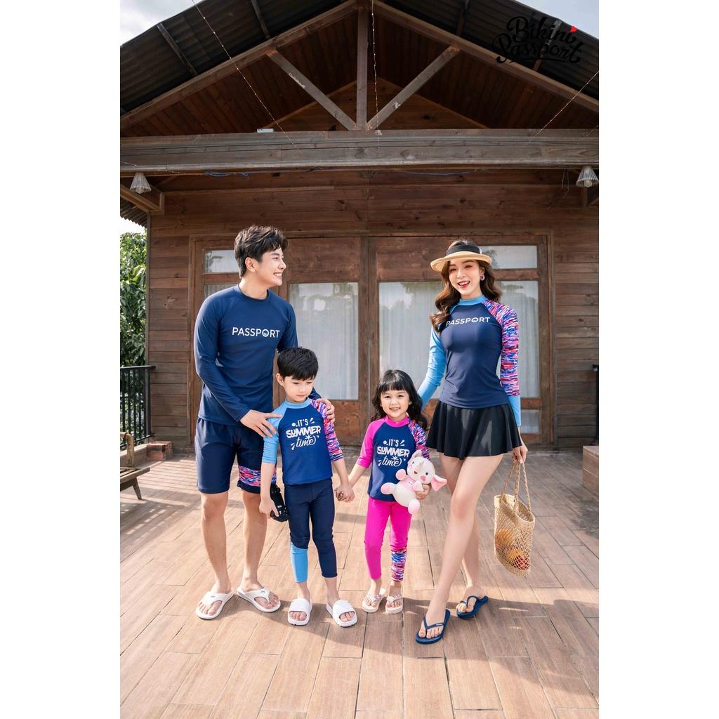 Áo Bơi Nam BIKINI PASSPORT kiểu tay dài - Xanh Navy - BS348_NV