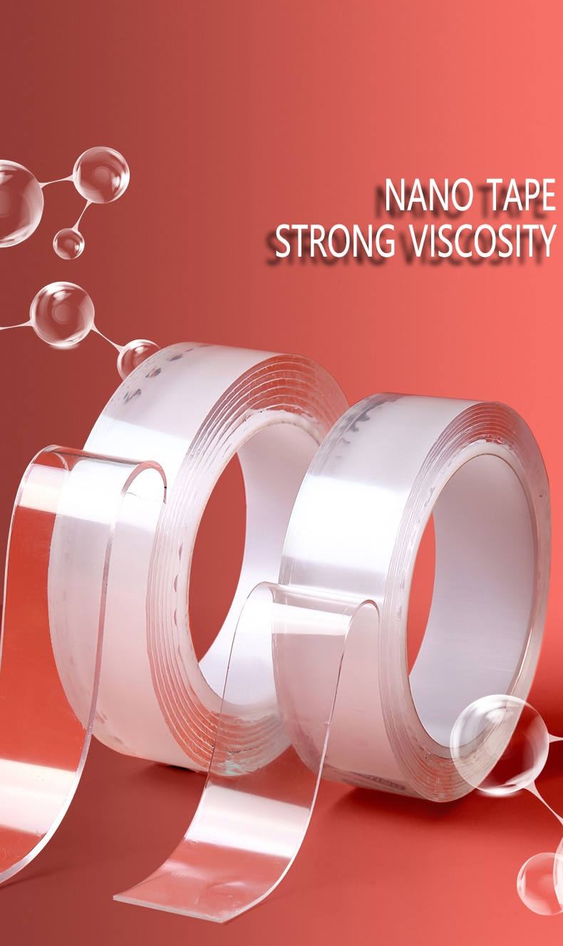 Băng keo 2 mặt Nano siêu dính, siêu chắc chắn, dính trên mọi vật chất, có thể tái sử dụng