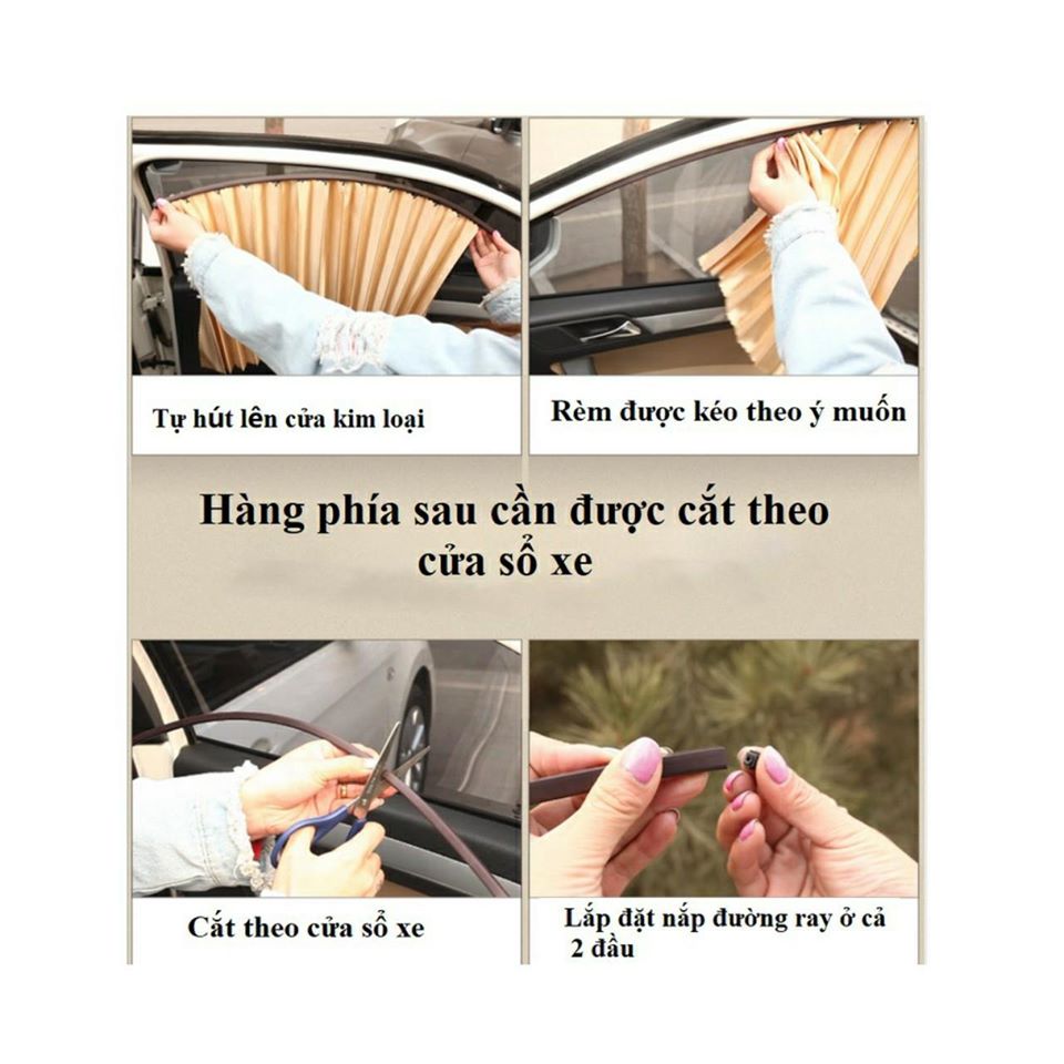 Bộ 4 tấm Rèm vải che nắng xe hơi gắn nam châm cho 4 cửa