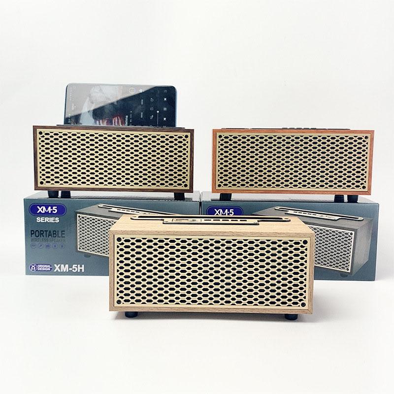 Người loa bluetooth hạt retro không dây cổ điển với điện thoại đứng ở nhà loa ngoài trời loa di động ngoài trời XM-5H màu: Brown