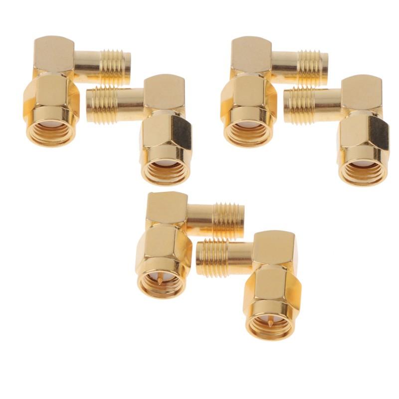 6 X SMA Male to Female Right Angle 90-Degree Adapter W/ Gold Plated Contacts