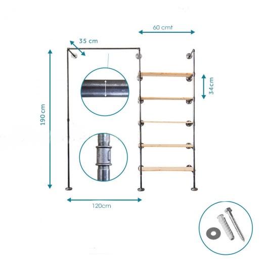 Kệ treo quần áo bằng ống sắt, giá treo quần áo gắn tường thay cho tủ quần áo Cao Cấp (Tặng Kèm Tranh Decor)