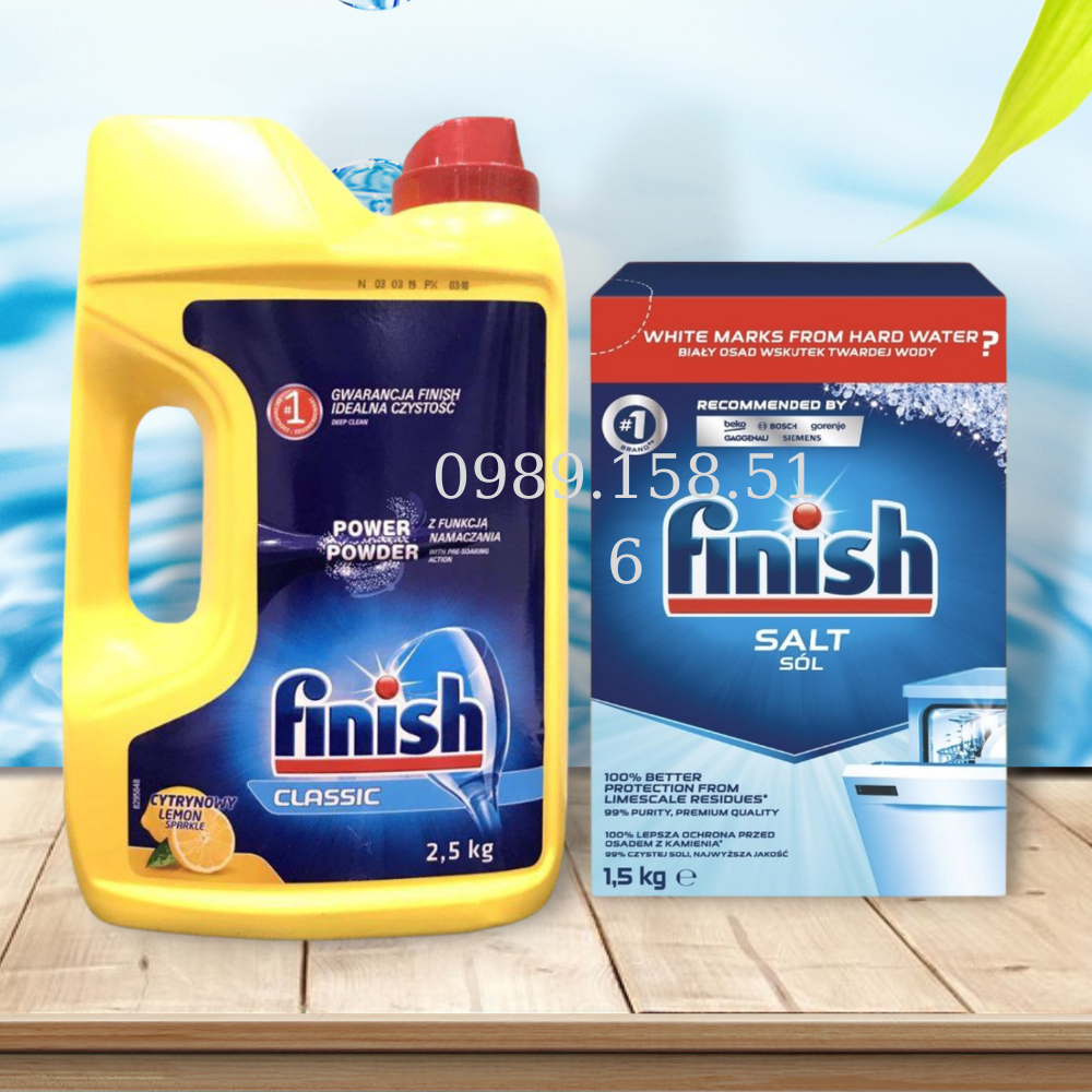 COMBO FINISH: Bột rửa bát Finish 2.5kg + Muối Finish 1.2kg