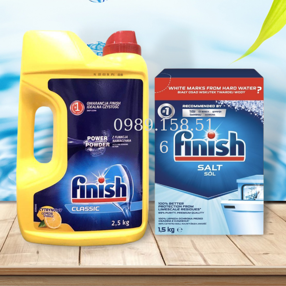 Combo Bột rửa bát Finish 2.5kg + Muối Finish 1.2kg