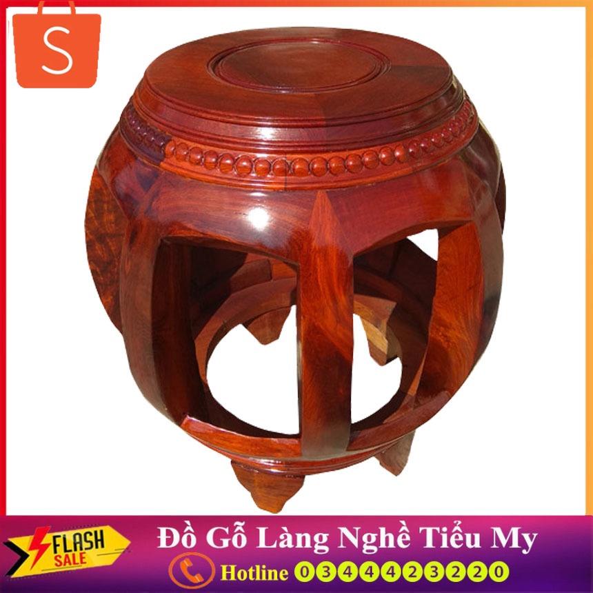 Đôn tròn kiểu trống gỗ hương hàng hoàn thiện đẹp