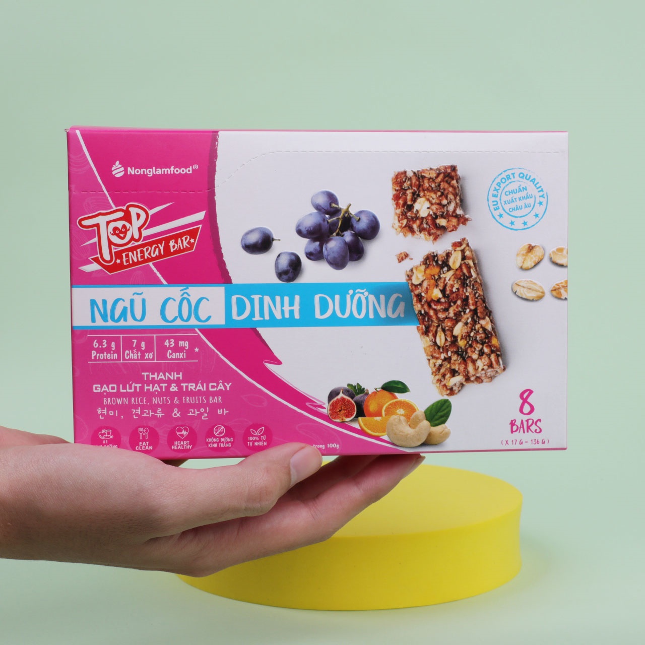 [EAT CLEAN] Combo 3 hộp thanh gạo lứt ngũ cốc Top Energy Bar 3 vị hộp 136g 8 thanh (Chà bông/ Rong biển/ Trái cây) Nonglamfood | Ăn lành mạnh - Ngon chuẩn dưỡng chất