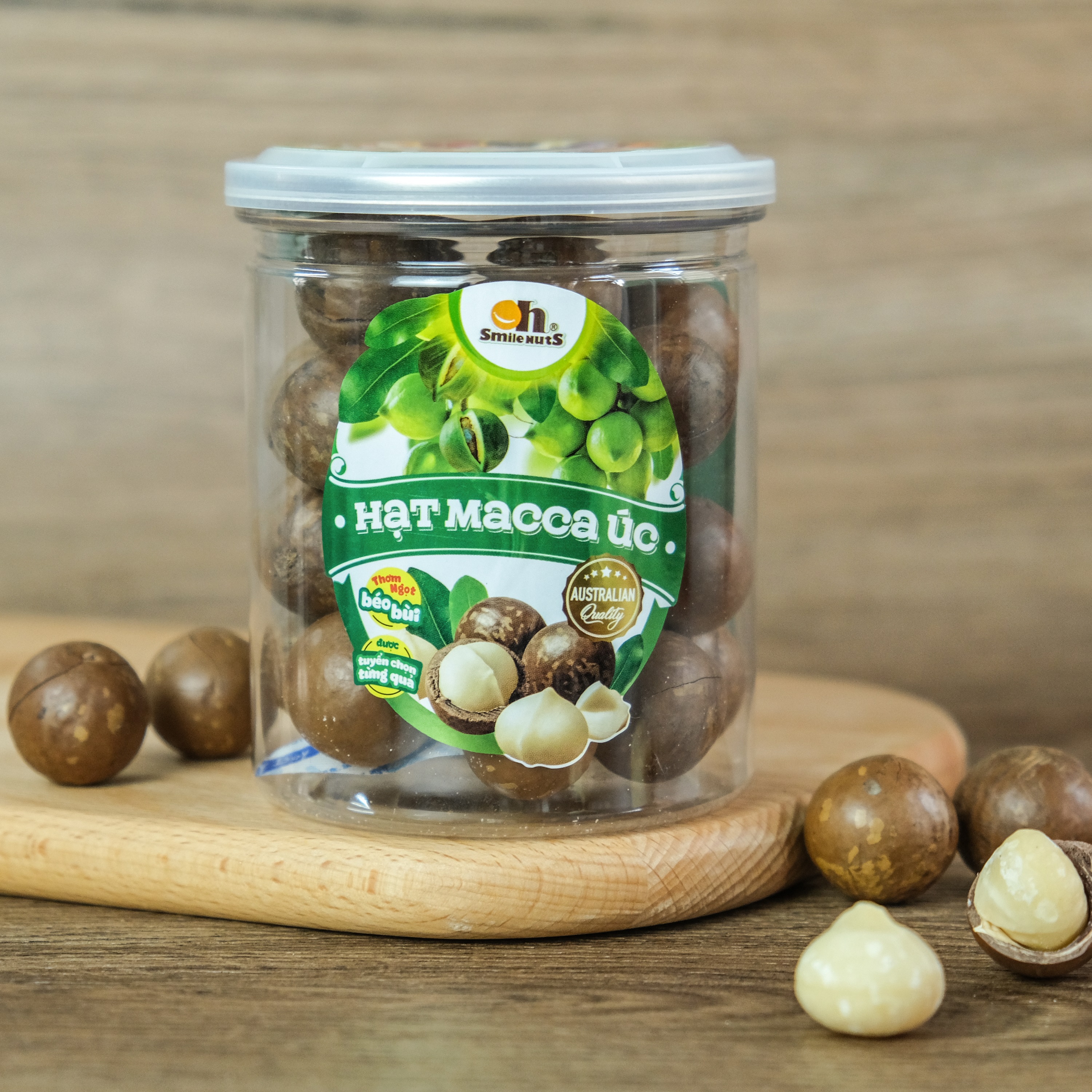 Hạt Macca Úc nứt vỏ Smile Nuts (215g - 500g) | 100% nhập khẩu từ Úc, giòn béo, thơm ngon