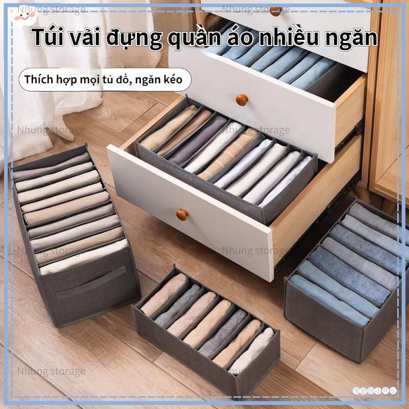 Hộp Vải Đựng Quần Áo Chia Ngăn Bằng Vải Đa Năng Tiện Lợi - Túi Vải Đựng Quần Jean Áo Len